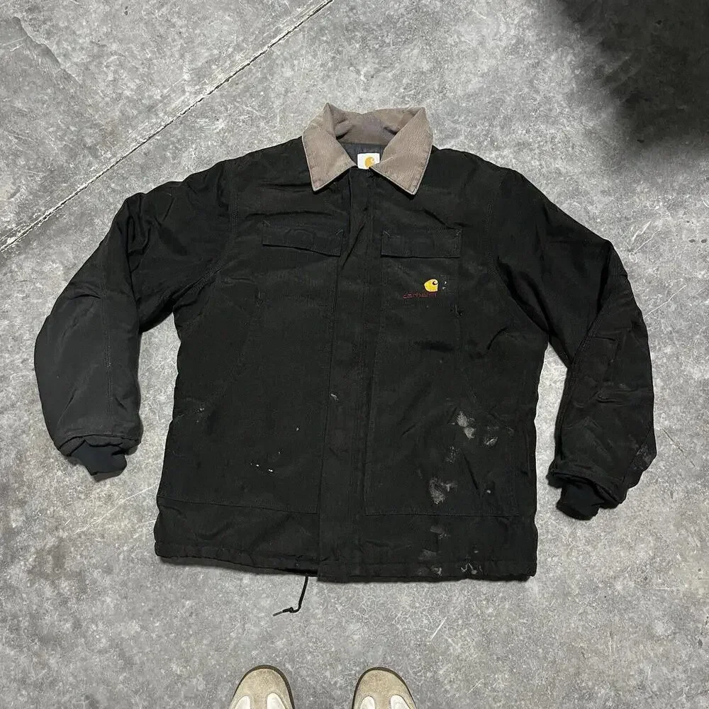 Vintage Carhartt Chore Black Jacket Size XL Union Made - Picture 1 of 7